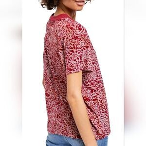 Free People Teddy Burnout Velvet Red T Shirt Small  Xs Small